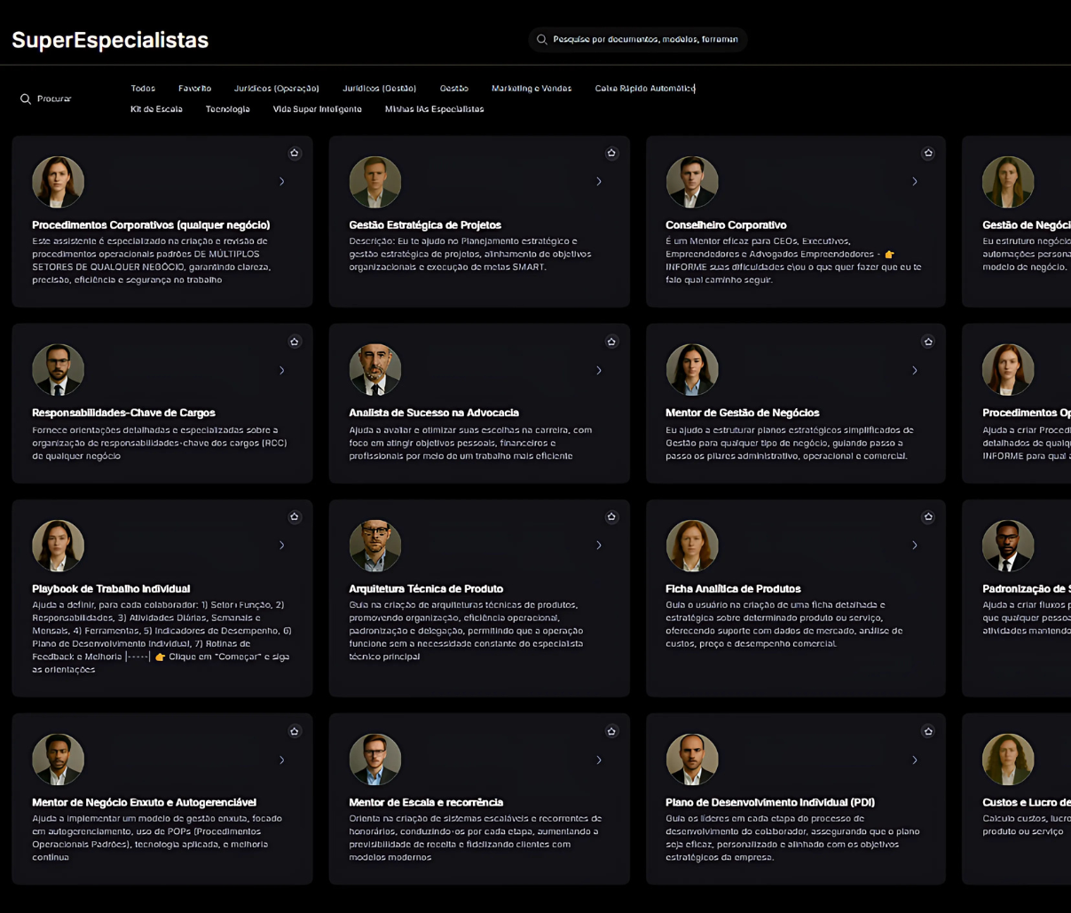 300+ Assistentes Especializados